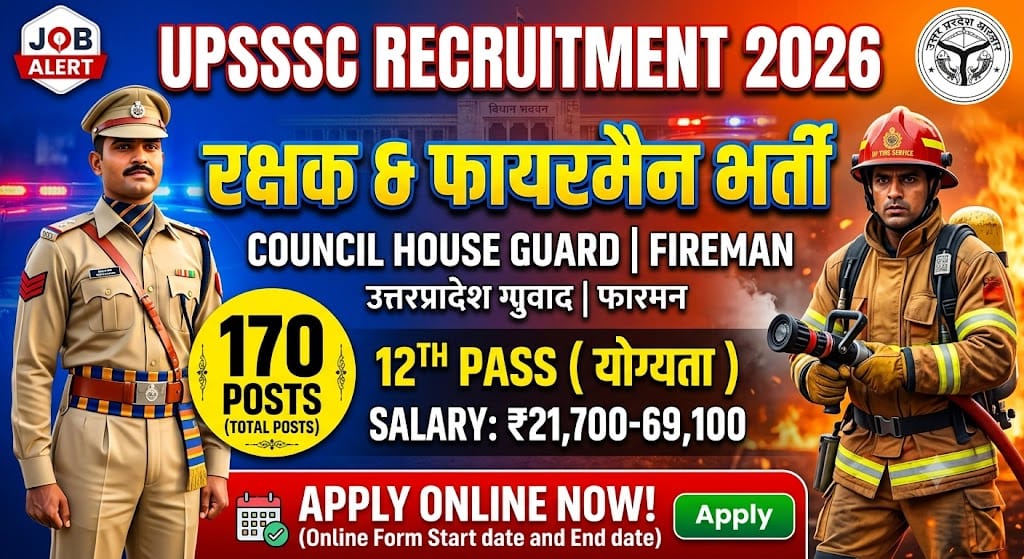 UPSSSC Council House Guard and Fireman Recruitment 2026 Apply Online for 170 Posts 1 UPSSSC Council House Guard and Fireman Recruitment 2026 Apply Online for 170 Posts
